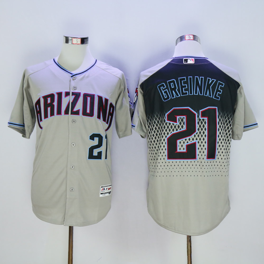 Men Arizona Diamondback #21 Greinke Grey MLB Jerseys
